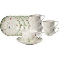 Villeroy & Boch Kaffeetassen mit Untertassen Colourful Spring 230 ml Set van 6