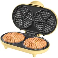 Bestron Wafelijzer - ADWM1000V - 1000W - 10 hartvormige wafels - Anti aanbaklaag - Geel - 5 jaar garantie