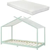 En.casa Kinderbed Brome huisbed met matras 90x200 cm mint []