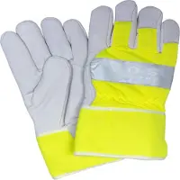 All Ride Werkhandschoenen met Reflecterende Sticker - Veiligheidshandschoenen - Tuinhandschoenen - Echt Leer - Geel/Grijs
