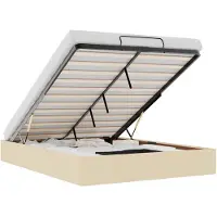 vidaXL Bedframe zonder matras 140x190 cm stof crèmekleurig