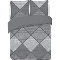 Vision Harold Dekbedovertrekset - 100% katoen: zacht en soepel - Lits-jumeaux - Dekbedovertrek 240 x 220 cm met 2 bijhorende slopen - Grijs - Oekotex gecertificeerd
