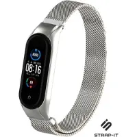 Strap-it Milanees Smartwatch bandje - Geschikt voor Xiaomi Mi band 5 / 6 Milanese band - zilver - Horlogeband / Polsband / Armband