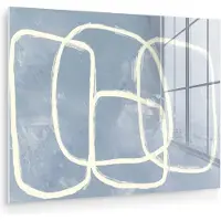 MuchoWow Glasschilderij 160x120 cm - Schilderij acrylglas - Abstract - Blauw - Kunst - Foto op glas - Muurdecoratie woonkamer - Wanddecoratie slaapkamer - Schilderijen