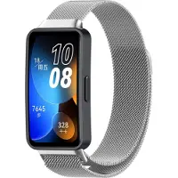 Strap-it Milanees Smartwatch bandje - Geschikt voor Huawei Band 8 / Huawei Band 9 Milanese band - zilver - Horlogeband / Polsband / Armband