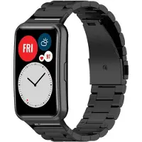 Strap-it Stalen Schakel bandje - geschikt voor Huawei Watch Fit / Huawei Watch Fit New - zwart