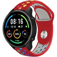 Strap-it Siliconen sport bandje - geschikt voor Xiaomi Watch S1 (Active/Pro) / Watch 2 Pro / Watch S3 / Mi Watch / Amazfit GTR 47mm / GTR 2-3-4 / Bip 5 / Balance - rood/kleurrijk