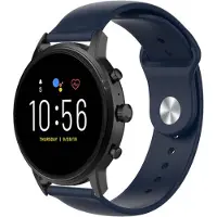 Strap-it Siliconen sport bandje - geschikt voor Fossil Gen 5 / Gen 5e 44mm / Gen 6 44mm - donkerblauw