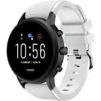 Strap-it Siliconen swartwatch bandje - geschikt voor Fossil Gen 5 / Fossil Gen 5e 44mm / Fossil Gen 6 44mm - wit