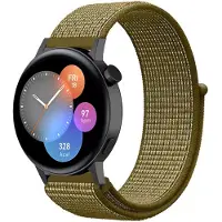 Strap-it Nylon bandje geschikt voor Huawei GT 3 42mm / Huawei GT 3 Pro 43mm / Huawei GT 2 42mm - Olijf Groen