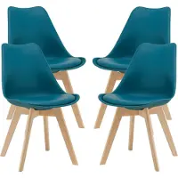 En.casa Eetkamerstoel Dubrovnik set van 4 kunstleer en beuken turquoise