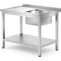 Hendi Enkele spoeltafel met schap – rechts – 1000x700x850 mm – roestvrij staal
