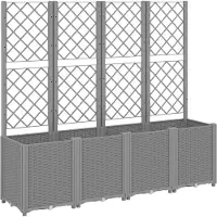 vidaXL Plantenbak met latwerk 160x40x140 cm polypropeen lichtgrijs