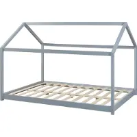 En.casa Kinderbed Cerro huisbed met bedbodem 140x200 cm grijs