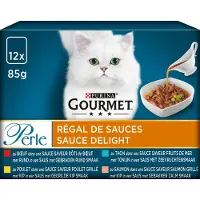 Gourmet 6x Perle Sauce Delight Vlees - Vis 12 x 85 gr