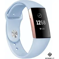 Strap-it Siliconen sport bandje - geschikt voor Fitbit Charge 3 / Fitbit Charge 4 - lichtblauw - Maat: Maat S