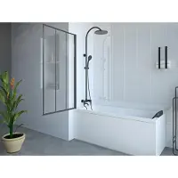 Vente-unique Draaibaar badscherm mat zwart werkplaats-look - 80 x 140 cm - DOLANA L 80 cm x H 140 cm x D 1.92 cm