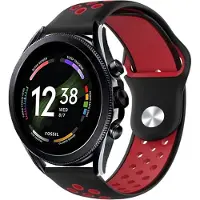 Strap-it Siliconen sport bandje - geschikt voor Fossil Gen 6 44mm / Gen 5 / Gen 5e 44mm - zwart/rood