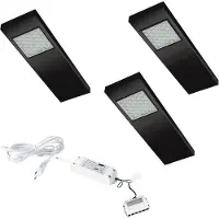 Doeco Dotty LED set van 3 langwerpige spots met schakelaar onderbouw 12V/15W zwart LVSET3DOTSZ