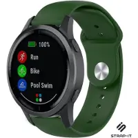 Strap-it Sport siliconen bandje - geschikt voor Garmin Vivoactive 4 45mm / Garmin Venu 2 - legergroen