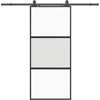 vidaXL Schuifdeur met beslagset 90x205 cm gehard glas zwart