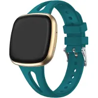Strap-it Luxe siliconen bandje - geschikt voor Fitbit Versa 3 / Versa 4 / Sense / Sense 2- groen-blauw - Maat: Maat S