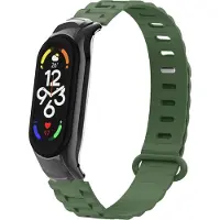 Strap-it TPU Smartwatch bandje - Geschikt voor Xiaomi Mi Band 7 TPU bandje met frame - legergroen - Horlogeband / Polsband / Armband