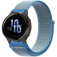 Strap-it Nylon bandje geschikt voor Garmin Vivoactive 4s / Garmin Vivomove 3s / Garmin Venu 2s / Garmin Venu 3s / Garmin Venu 4s bandje nylon - Stoffen bandje met klittenband sluiting - Blauw