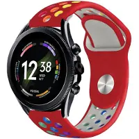 Strap-it Siliconen sport bandje - geschikt voor Fossil Gen 6 44mm / Gen 5 / Gen 5e 44mm - rood/kleurrijk