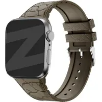 Strap-it Bandz Siliconen bandje met lederpatroon - geschikt voor Apple WatchSeries 1/2/3/4/5/6/7/8/9/10/11/SE/SE2/SE3/Ultra (2) - maat: 44mm / 45mm / 46mm / 49mm - bruin