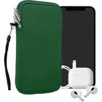Kwmobile telefoontasje universeel geschikt voor XL - 6,7/6,8" smartphones - 17,2 x 8,4 cm - Hoesje met rits en polslusje -In mosgroen -