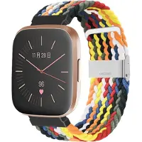 Strap-it Nylon Smartwatch bandje - Geschikt voor Fitbit Versa / Versa 2 gevlochten bandje - kleurrijk - Horlogeband / Polsband / Armband