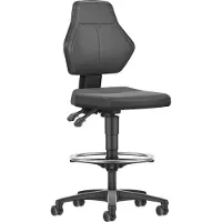 BIMOS Werkstoel Allrounder, zonder armleuningen, permanent contact, met zit-stop-wielen, PU-bekleding, zwart