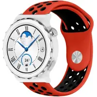 Strap-it Ademend siliconen sport bandje - geschikt voor Huawei Watch GT 3 Pro 43mm / GT 3 42mm / GT 2 42mm - rood/zwart