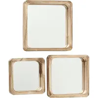 Boltze Spiegel - Wandspiegel - 3 set - Vierkant - 25x25x3cm. 30x30x3cm. 35x35x3cm. - Bruin - Hout