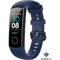 Strap-it Siliconen Smartwatch bandje - Geschikt voor Honor band 4 / 5 siliconen bandje - donkerblauw - Horlogeband / Polsband / Armband