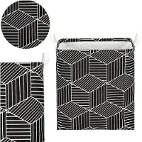 Springos Opbergmand - Speelgoedmand - Kledingmand - Organizer - Handvatten - Zwart - Wit