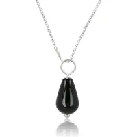 My Bendel - Ketting Zilverkleurig met Onyx Peervormige Hanger - Zilverkleurige Ketting met Onyx Peervormige Hanger - met Luxe Cadeauverpakking | Sieraden Voor Dames