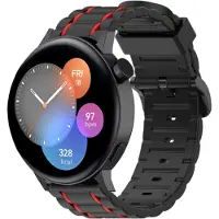 Strap-it Siliconen sport gesp bandje - geschikt voor Huawei Watch GT 2 42mm / GT 3 42mm / GT 3 Pro 43mm - zwart/rood