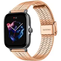 Strap-it Luxe roestvrij stalen smartwatch band - geschikt voor Xiaomi Amazfit GTS 1-2-3-4 - Mini / Bip / Bip S / Bip Lite / Bip U Pro / Amazfit GTR 42mm - rosé goud