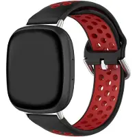 Strap-it Smartwatch siliconen sport bandje - geschikt voor Fitbit Versa 4 / Fitbit Sense 2 - zwart/rood