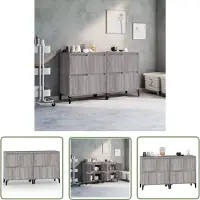 vidaXL Grijze Dressoirs - Dressoir - Dressoirs 2 st 60x35x70 cm bewerkt hout grijs sonoma eikenkleur - Houten Dressoirs - Kast - Salontafel