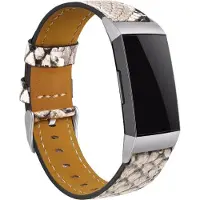 Strap-it Leren bandje - geschikt voor Fitbit Charge 3 / Fitbit Charge 4 - snake print