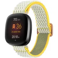Strap-it Smartwatch bandje - Elastisch nylon bandje geschikt voor Fitbit Versa 3 / Versa 4 / Fitbit Sense / Sense 2 - sunshine geel