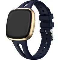 Strap-it Luxe siliconen bandje - geschikt voor Fitbit Versa 3 / Versa 4 / Sense / Sense 2- donkerblauw - Maat: Maat S