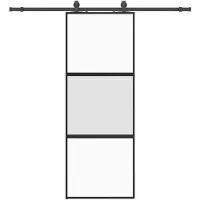 vidaXL Schuifdeur met beslagset 76x205 cm gehard glas zwart
