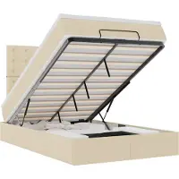 vidaXL Ottoman bed met matras 120x190cm stof crèmekleurig