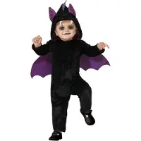Atosa Verkleed pakje voor peuters - vleermuis - zwart/paars - carnaval/Halloween dieren verkleedkleding 12-24 mnd