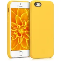Kwmobile telefoonhoesje geschikt voor Apple iPhone SE (1.Gen 2016) / iPhone 5 / iPhone 5S - Hoesje met siliconen coating - Smartphone case in stralend geel