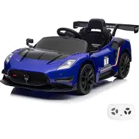 Vrooomy Maserati MC20 GT2 12V Elektrische Kinderauto 1 tot 5 jaar – Officieel Gelicentieerd Accuvoertuig met Afstandsbediening – Luxe Sportwagen met Lederen Zitje, Bluetooth & Schokdempers – Blauw